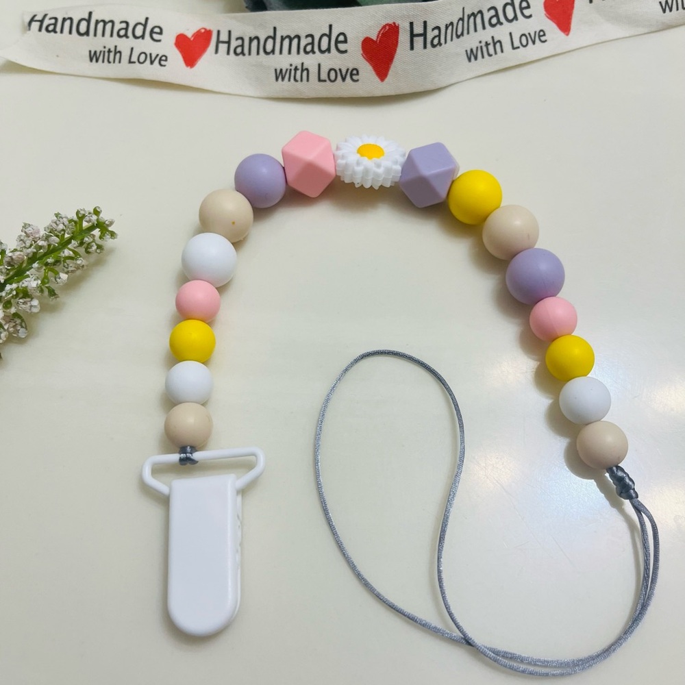 Handmade Love Pastel Beaded Pacifier Clip